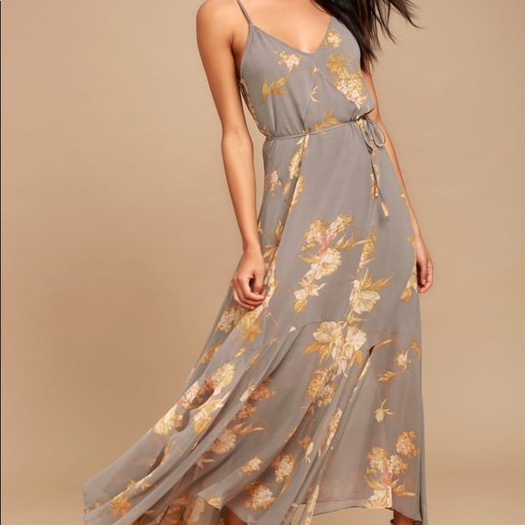 Lulus Dresses & Skirts - Lulu’s feeling freesia grey floral maxi dress
